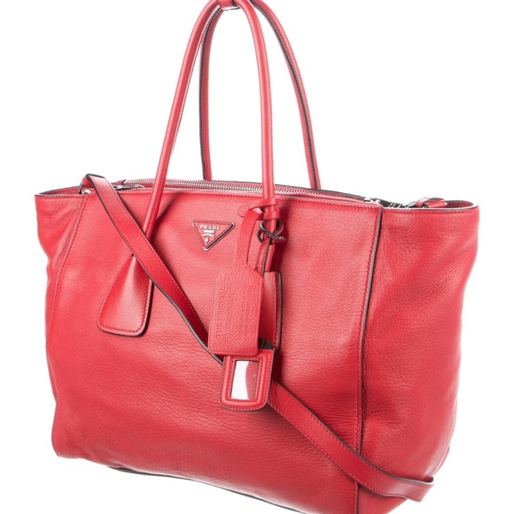 PRADA Handbag Tote Red Large - Picture 6 of 17